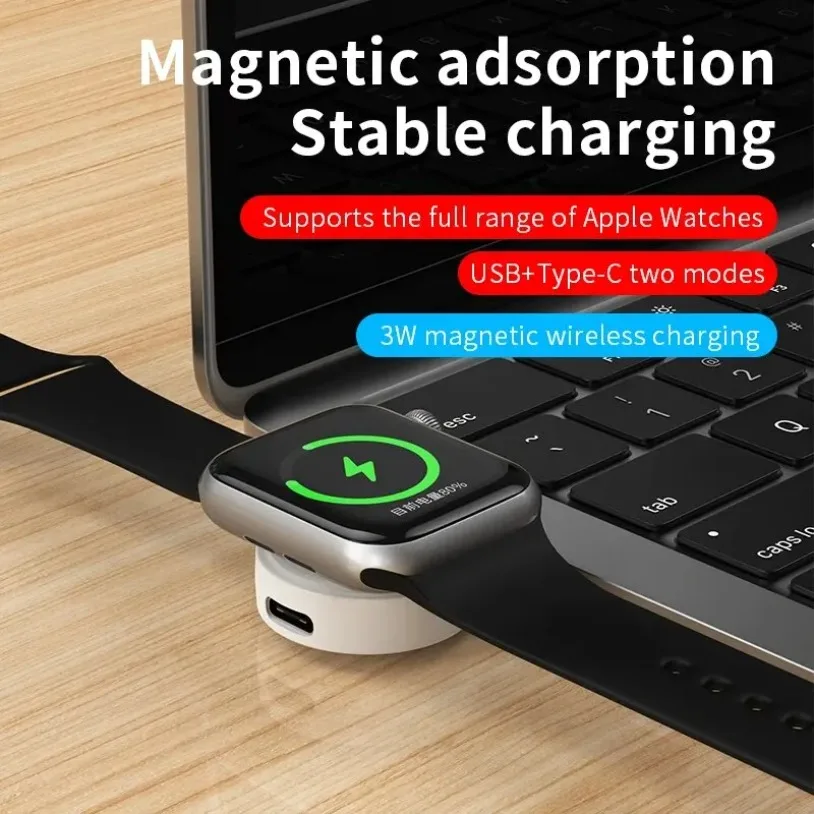 Magnetic Watch Wireless Charger For Apple Watch 9 8 7 6 5 4 3 SE Ultra IWatch Dock Adapter Portable PD USB Fast Charging Station