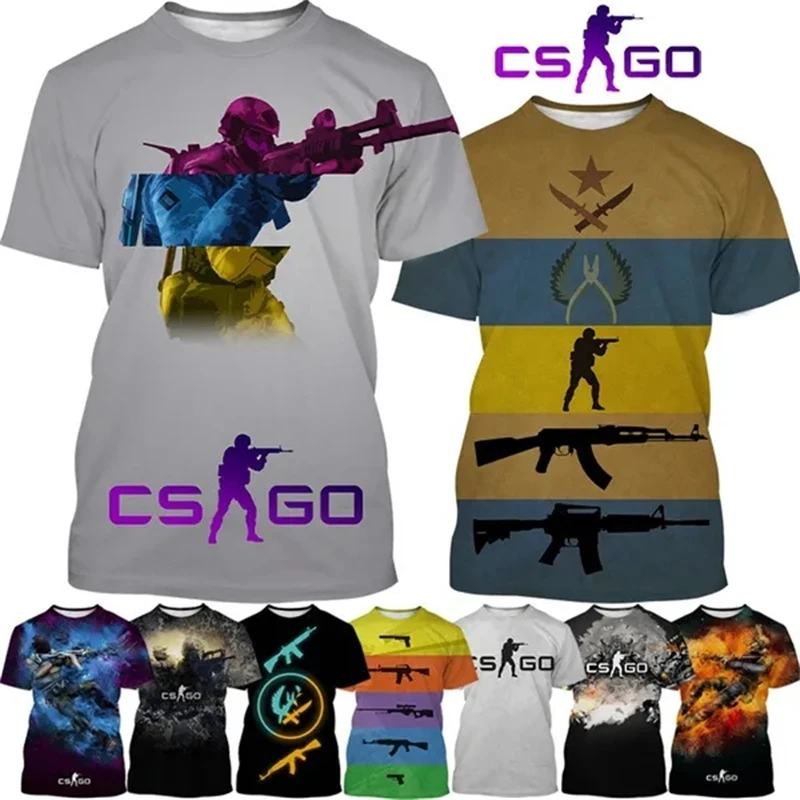 

Summer New Fashion Shooter Csgo Cs Go T Shirt 3D Print Men's Short Sleeve T-shirt Hip Hop Unisex Casual Round Neck Sports Tshirt