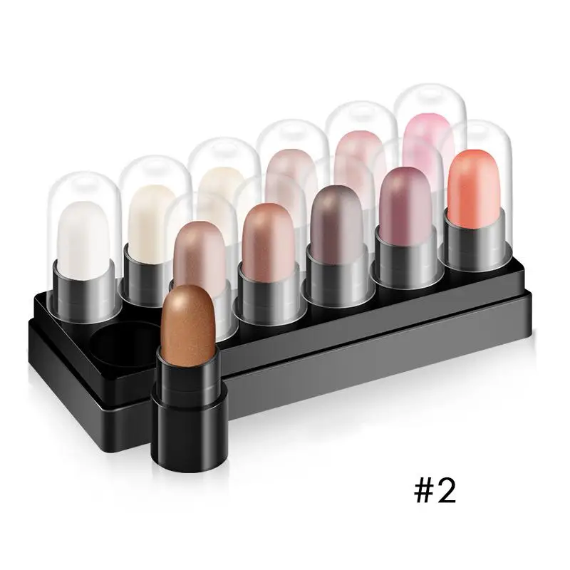 12pcs/set Eyeshadow Stick Glitter Waterproof Lasting Pearlescent Eyeshadow Pencil Highlighter Stick Pen Eyes Makeup Beauty Tools