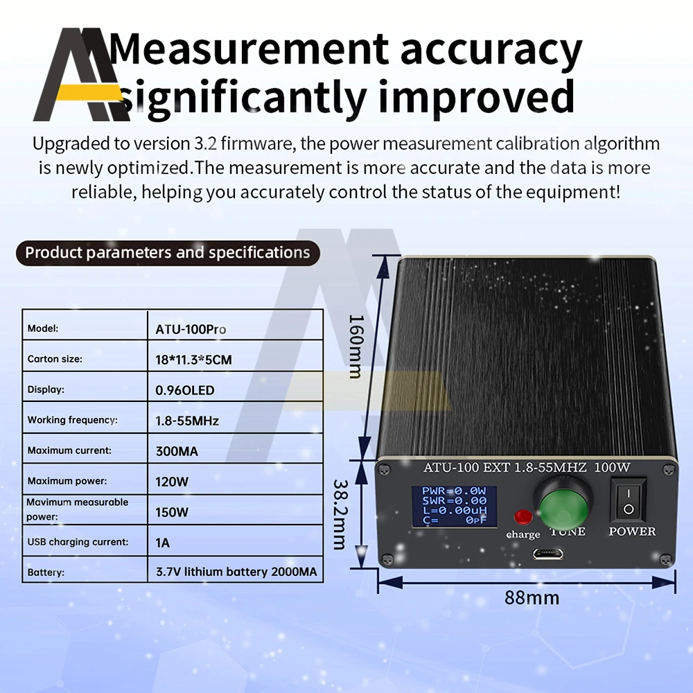 Mini Sintonizzatore d'Antenna Automatico per Apparecchiature Radio 1.8~55MHz 0.96IN con Alloggiamento ATU‑100 Strumenti Elettrici - immagine 6