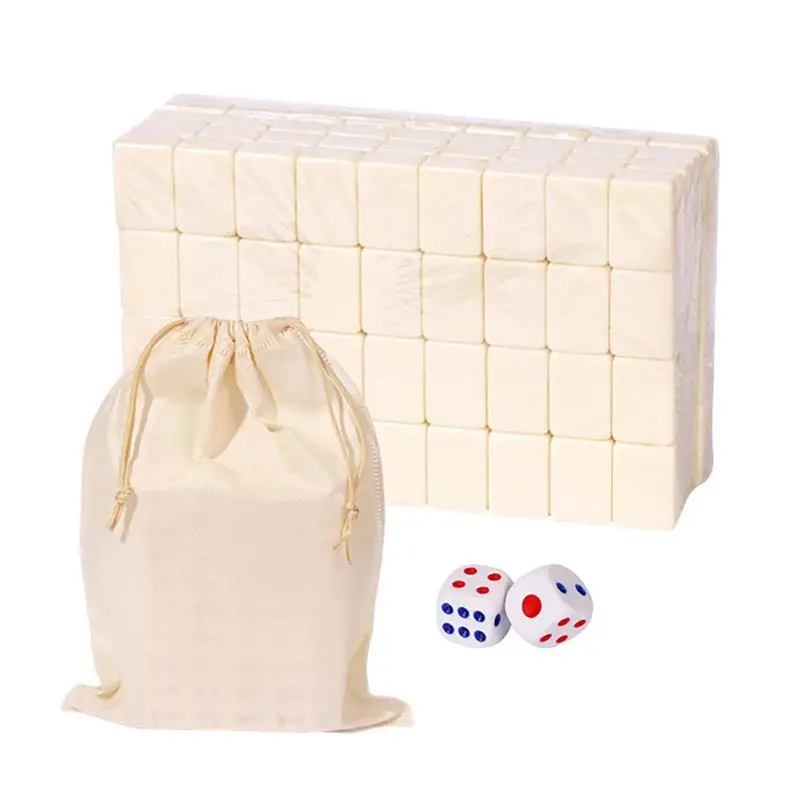 Mahjong Sets Chinese Traditional Travel Table Game With Holding Bag Portable Table Game With 146 Melamine Resin Mahjong Tiles