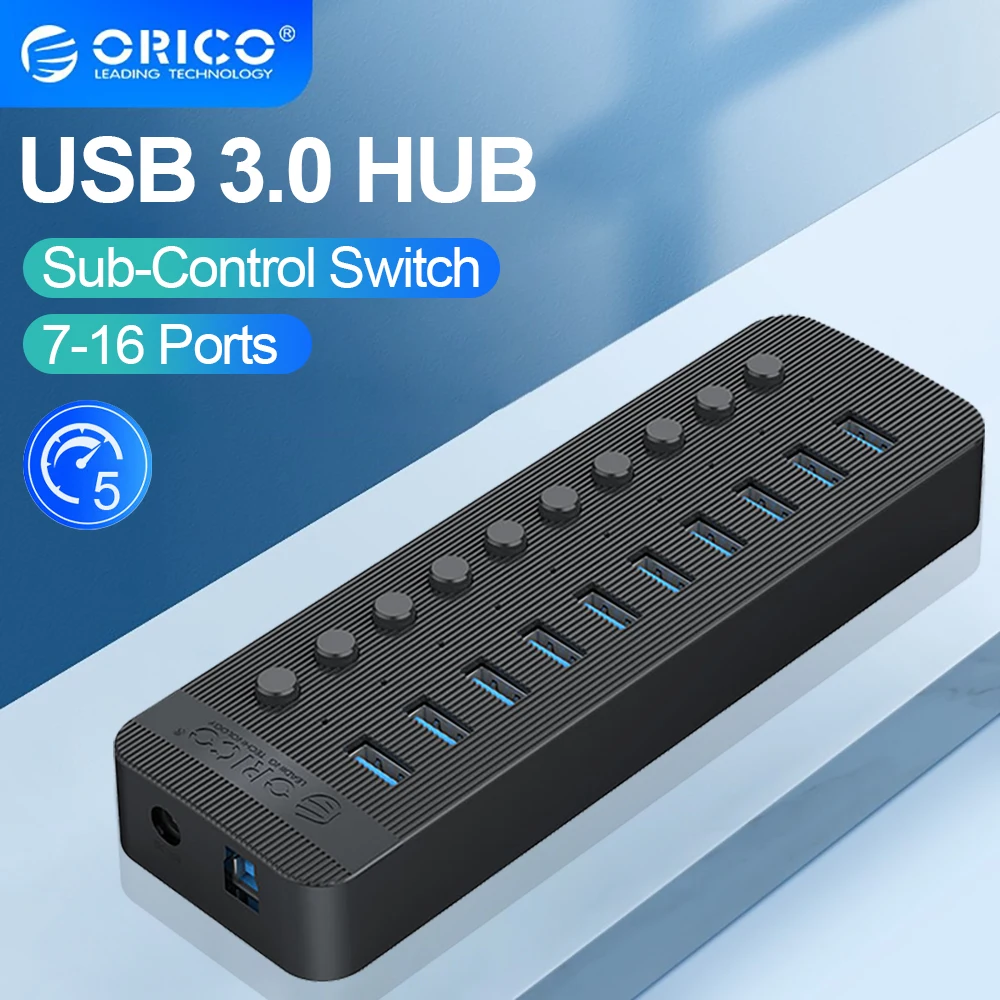 Orico-múltiplo Expansor Soquete Divisor Usb 3.0 Porto Adaptador de Alimentação on Off on Switch Dock Carregador 10 13 16 Porto