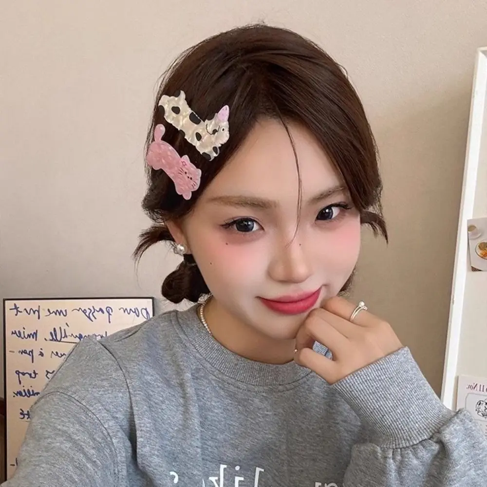 5Pcs Fashion Acrylic Cat Hair Clip Multicolor Simple Puppy Hairpin Y2K Duckbilled Clip Headwear