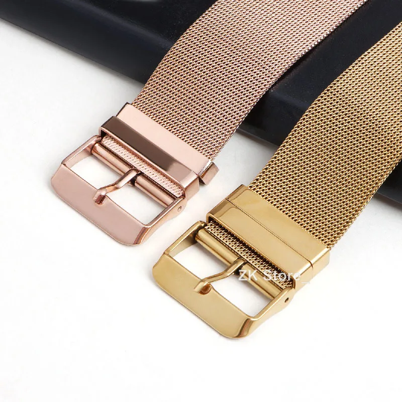 Elegant Stainless Steel Mesh Watch Straps - Silver, Gold, Black