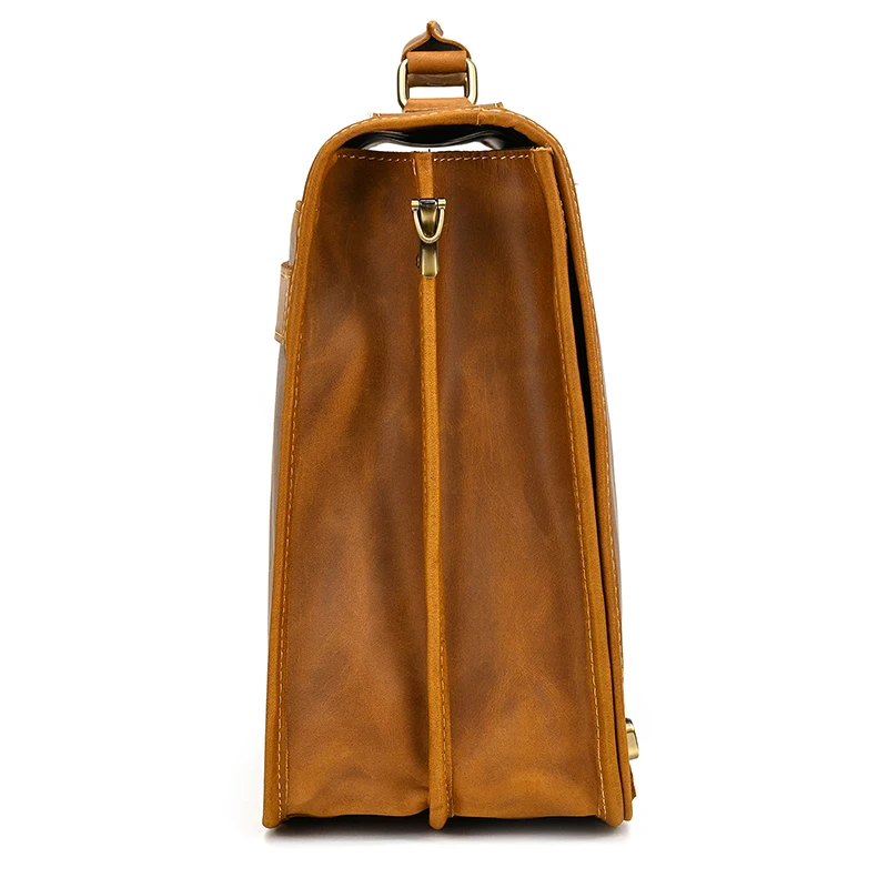 Customize Genuine Leather Laptop Bag Business Travel Briefcase Shoulder Bag Dual Use Men Leather Bags For Office Work Tote Bag 5