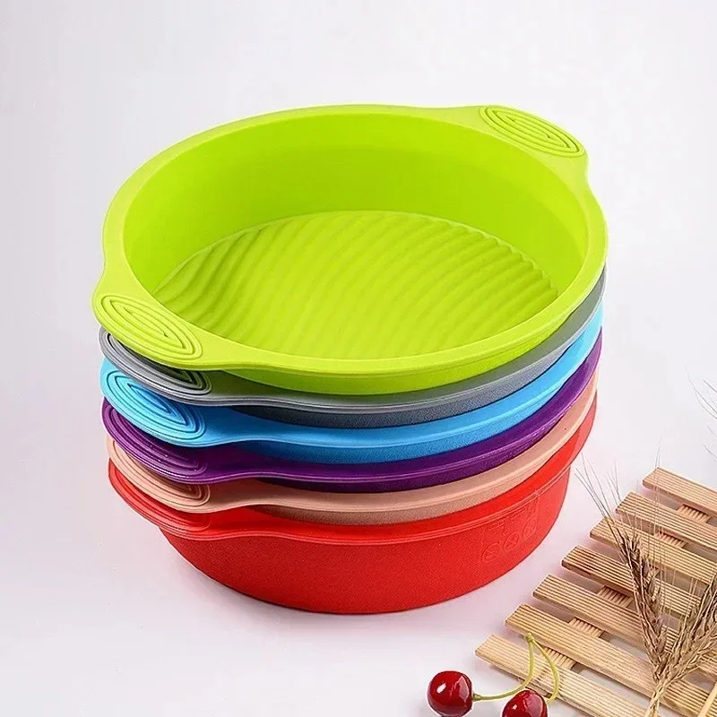9inch Silicone Mould for Baking Cake Round High-temperature Resistant Oven Bread Baking Plate Kitchen Useful Muffin Mold Gadget