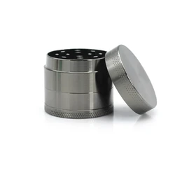 Multicolor Smoke Herb Grinder with Scraper - Premium Zinc Alloy 4-Part Crusher (Gun Black)
