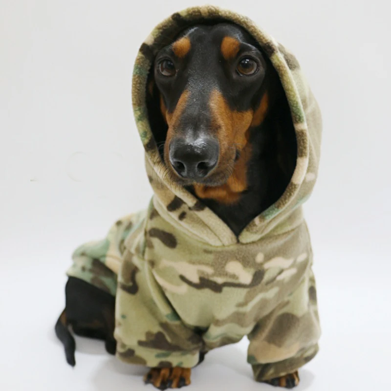 Wiener Dogs Clothes Winter Warm Fleece Hooded Sweatshirt for Badger Camouflage Costume for Sausage Dogs Soft Coat for Dachshund Wiener Dogs Clothes Winter Warm Fleece Hooded Sweatshirt for Badger Camouflage Costume for Sausage Dogs Soft Coat for Dachshund