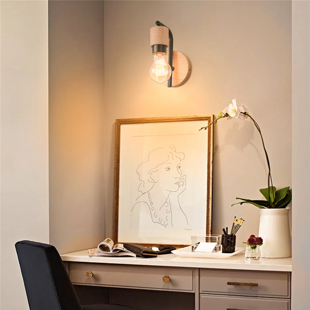 industrial bedside wall light cage shade