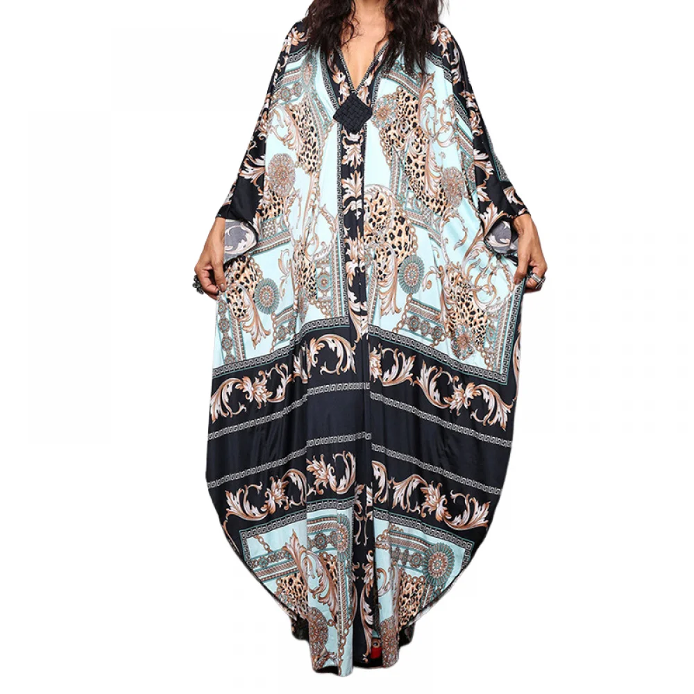 thumbnail image 1 of Vestidos de bikini para mujer, túnicas largas sueltas para playa, trajes de protección solar, caftanes de playa, trajes de baño, vestidos de fiesta con cuello en V, 1 of 4