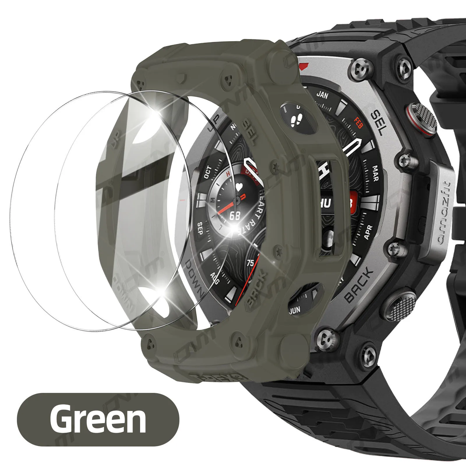 Custodia Per Amazfit T-Rex 3 - Cover In Silicone Morbido Con Vetro Temperato 9H, Protezione Antiurto, Nero - Foto 9