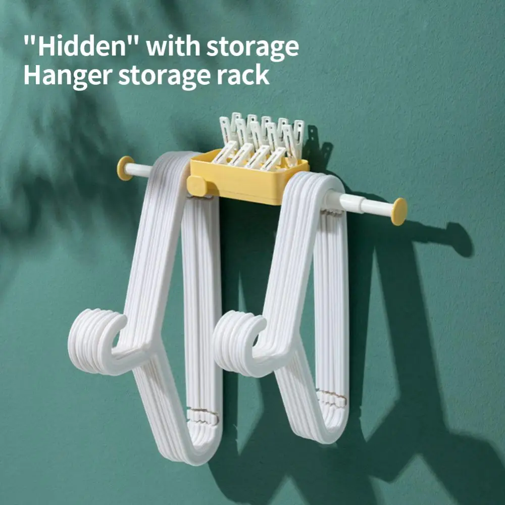 Punch-free Towel Rack Multifunctional Retractable Concealed Hanger Storage Rack Organizer Hanger Clothes Support Clip Accessorie