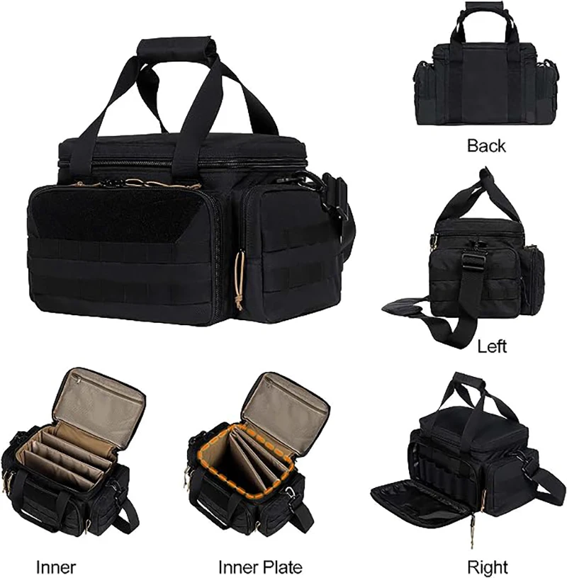 ONETIGRIS Tactical Range Bag Molle System Outdoor Hunting Accessory Nylon Gun Case Pack Pistol Tools Shoulder Bag Sniper Black 6