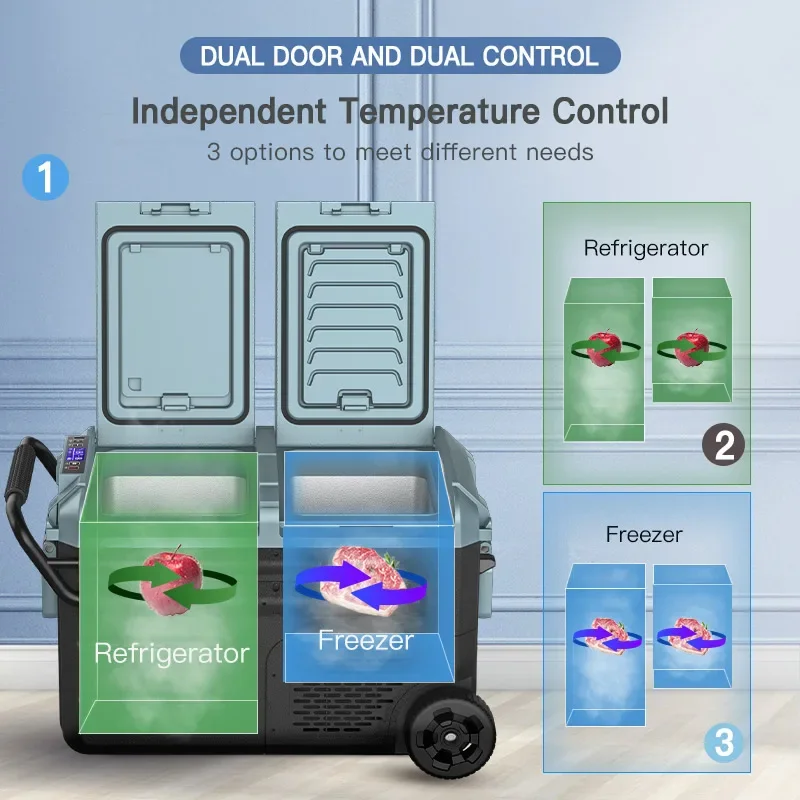 WEG45 38L 48L 58L Compressor Refrigeration 12V 24V Car Fridge Car Refrigerator with Pull Rod and Wheels