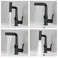 Waterfall Pull Out Kitchen Faucet Black Intelligent Digital Display Cold Hot Mixer Taps Rotatable Sink Lifting Basin Faucet 6