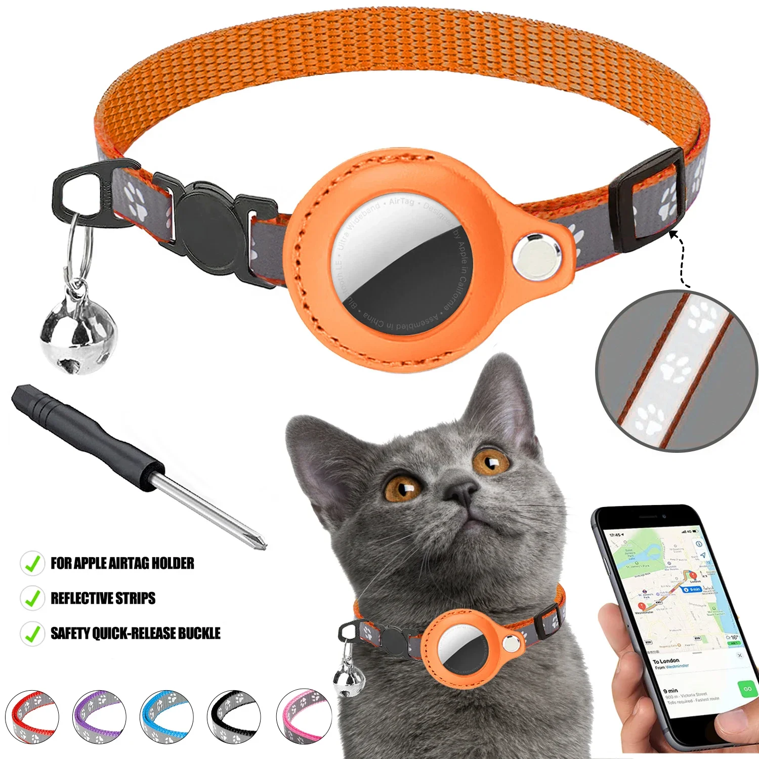 

Airtag Case Collar for Cats with Protective Holder for Anti Lost Locator Tracker Dog Accessories Reflective Pet Collars