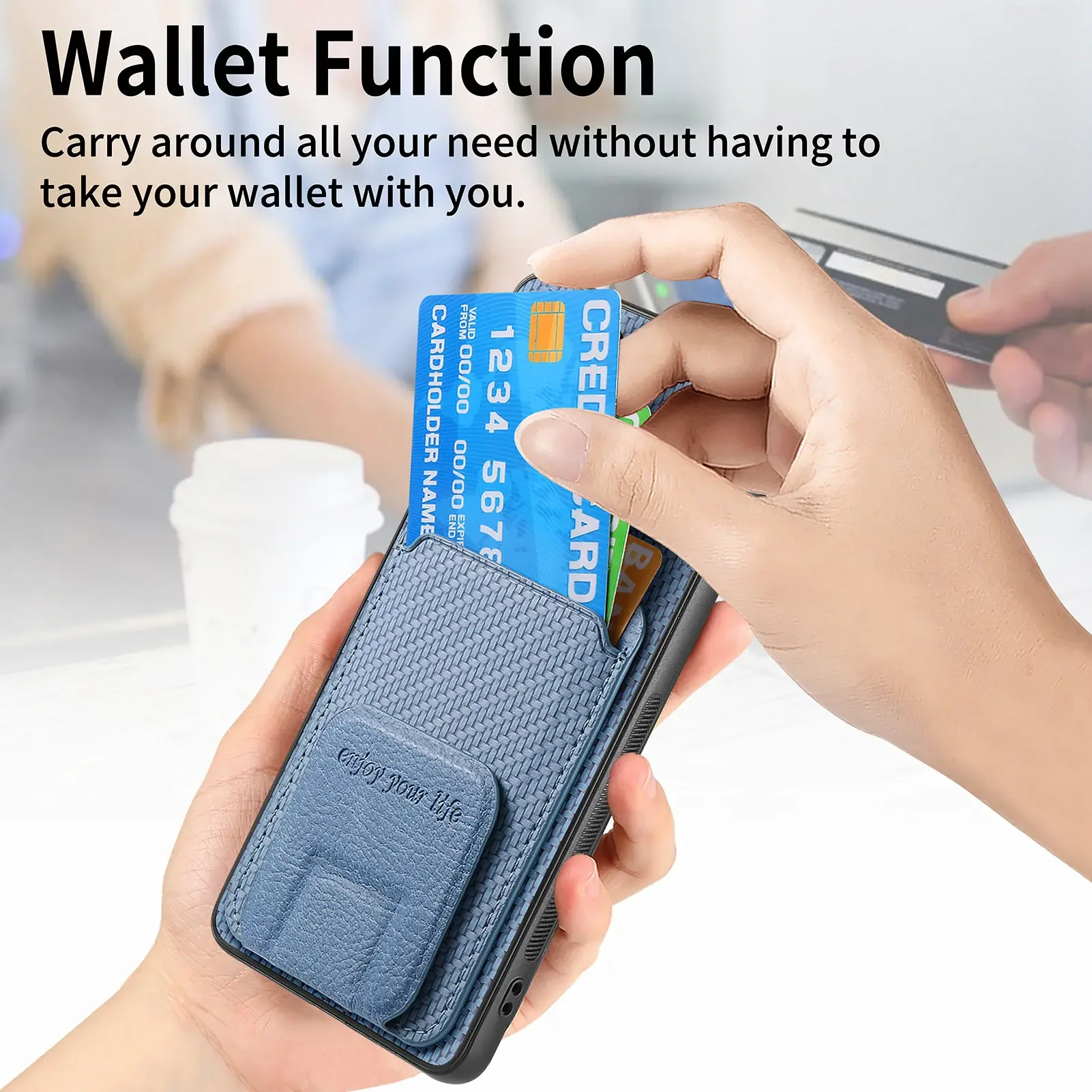 Foldable Kickstand Wallet Case with Card Slot and Pocket Bag Cover