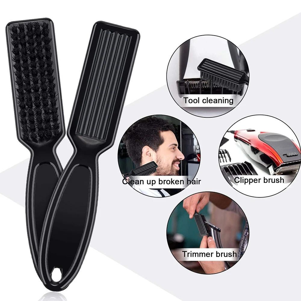 2Pcs Barber Neck Duster Brush Sets Plastic Handle Hairdressing Soft Hair Cleaning Brush Head Shape Carving Cleaning Brush 2