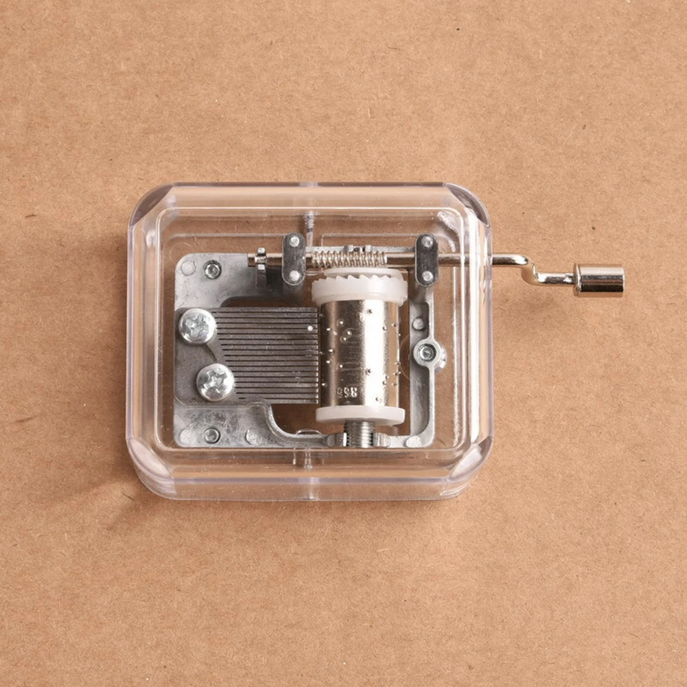 Mini Music Box Hand Cranking Music Movement Transparent DIY Music Box for Christmas Gift Merry Christmas A Variety Of Music 4