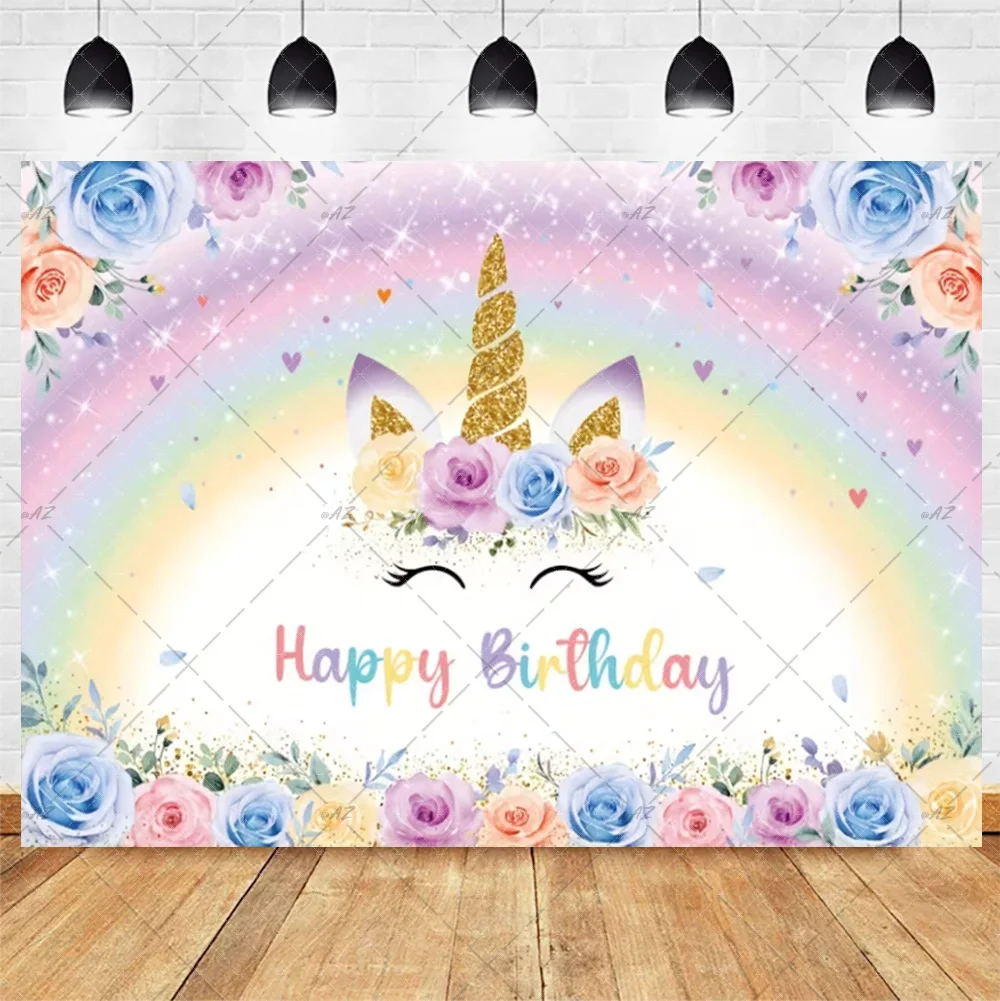Traumhafte Regenbogen-Einhorn-Themen Pegasus Elfen-Mädchen Geburtstagsparty Dekorationen Neugeborenen-Babyparty Fotografie-Hintergrund Banner Requisiten – Detail 7