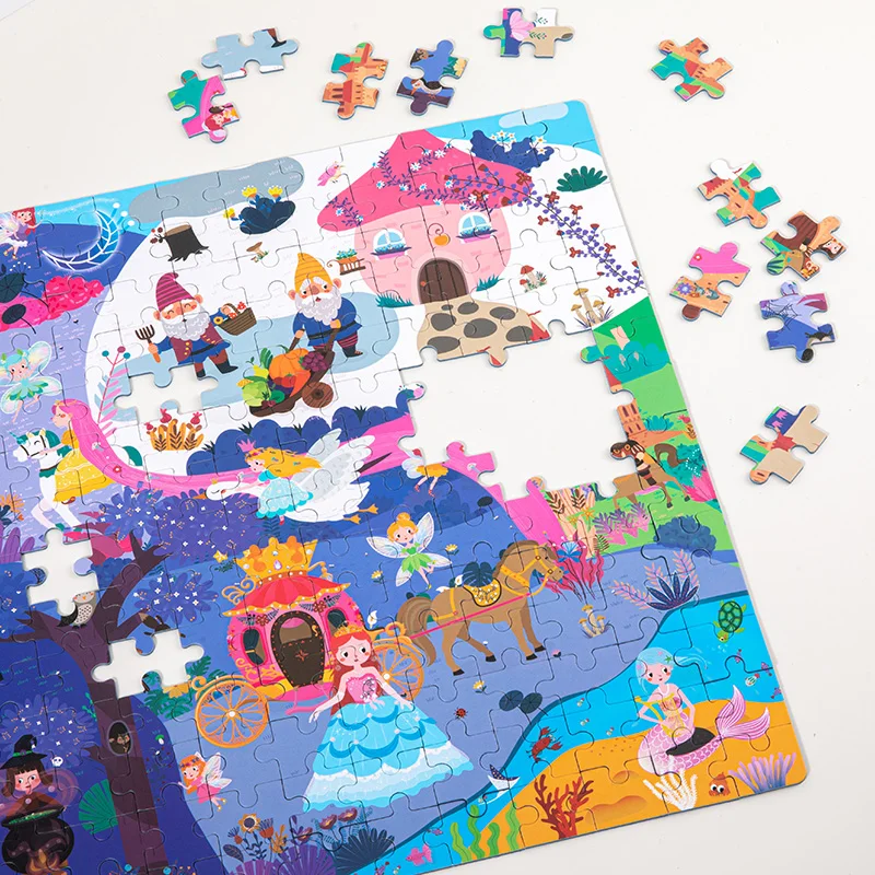 Wooden Puzzle 90piece Cartoon Animals Car Letter Number Pattern Jigsaw Puzzles Game Kids Educational Learning Toys for Children