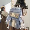 Buckle Badge School Backpack Candy Color Fashion Cute Schoolbag Shoulder Student Bag Teenage Girls College Backpack 2