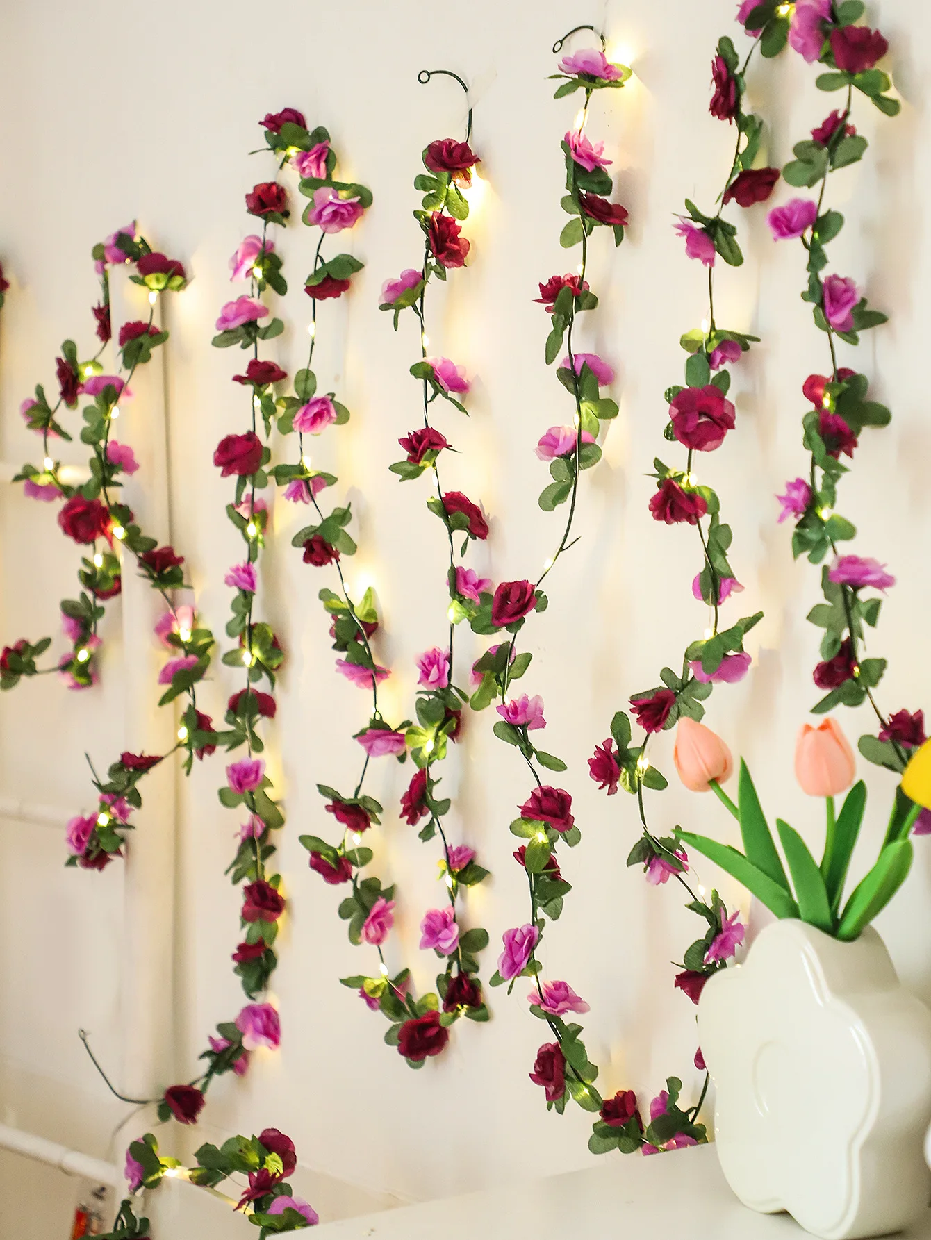 Description Picture 4 of item2.5m Artificial Flowers Rose Vine Rattan DIY Wedding Fake Flower Garden Home Room Decoration Wall Hanging Garland Fake Plants