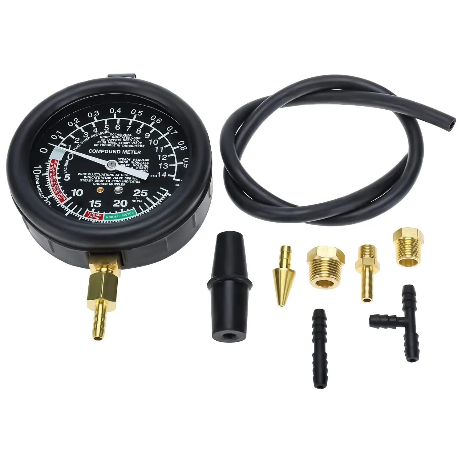 Engine Vacuum Pressure Tester, Car Engine Vacuum Fuel Pump&Vacuum Tester Gauge Carburetor Pressure Diagnostics Leakage Tester 3