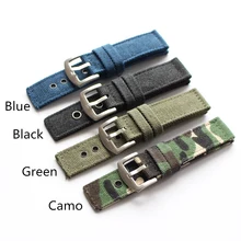 

MERJUST 20MM 22MM 24MM Camo Blue Green Black Simplicity Pure Canvas Watchbands Strap For Military Watch wristband Bracelet