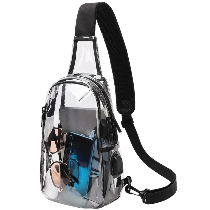 Clear Sling Bag PVC Crossbody Shoulder Bags Transparent Casual Chest Phone for Women Men Perfect for Hiking Stadium Work