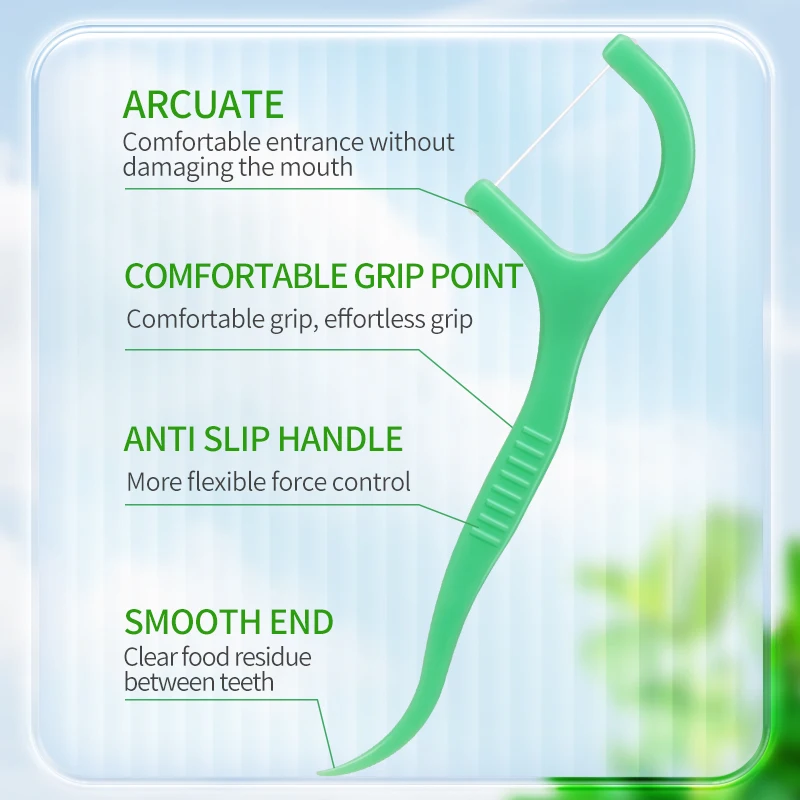 Dental Floss Stick Mint Flavor Individually Packaged Toothpick Cleaners Food Grade Disposable