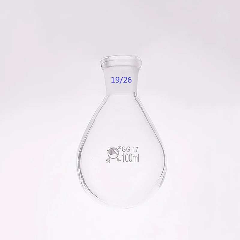 

SHUNIU Flask eggplant shape,short neck standard grinding mouth,Capacity 100mL and joint 19/26,Eggplant-shaped flask