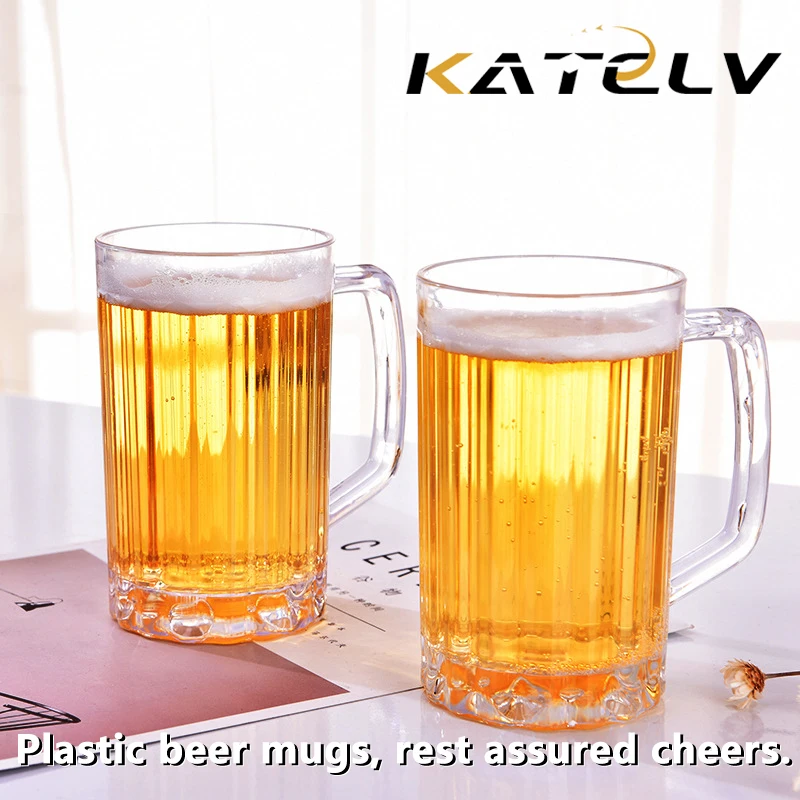 Coffee Cup 500ML Transparent Beer Mug Acrylic Plastic Unbreakable Milk Coffee Juice Water Cup Barware Drinkware for Home Party Bar Karaoke