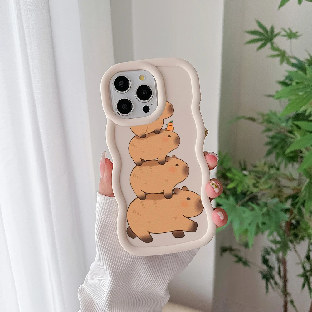 thumbnail image 1 of Bonita funda de teléfono Capybara para IPhone 15 14 13 12 11 Pro Max XR XS X 7 8 Plus SE20 Color caramelo funda trasera suave de TPU, 1 of 5