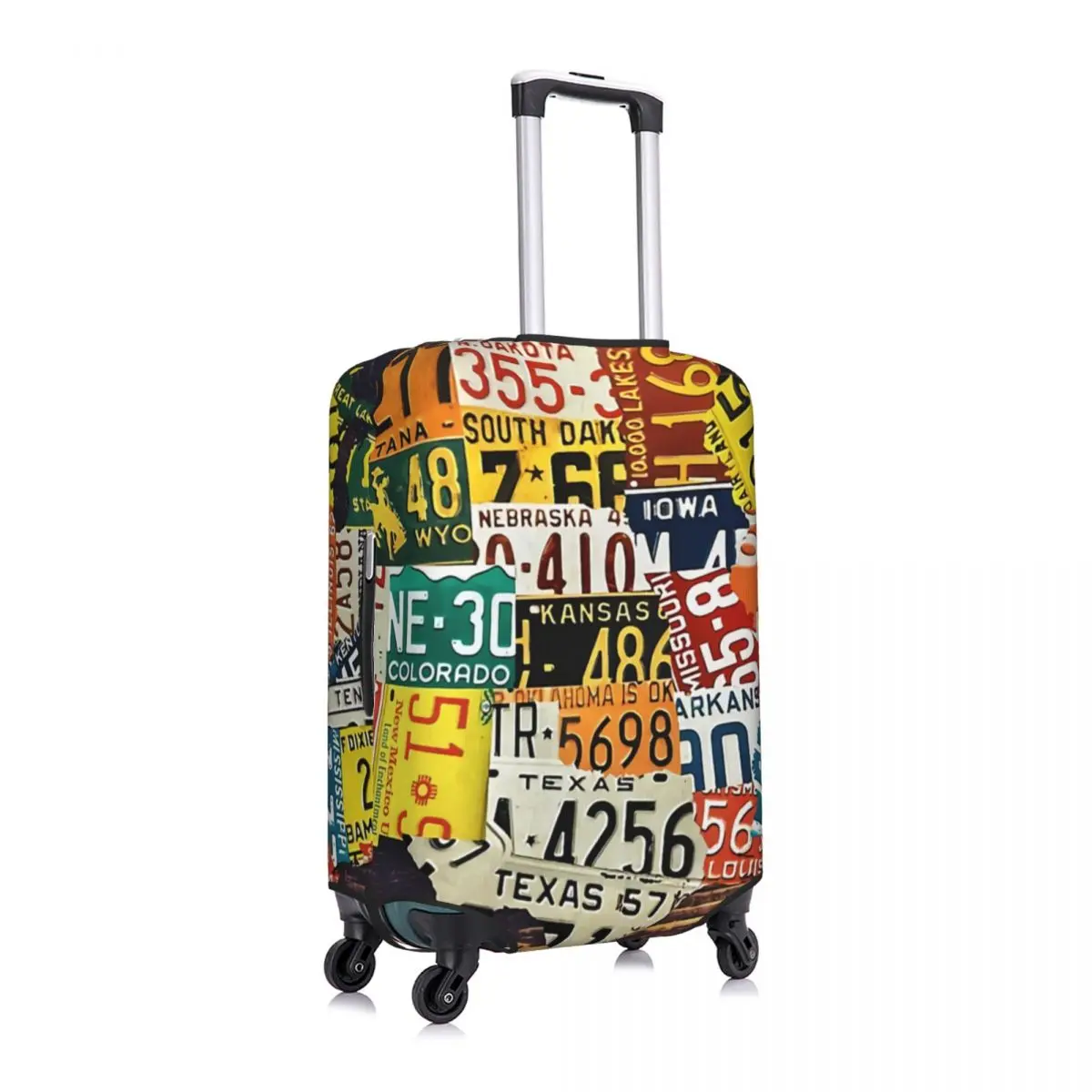 License Plate Print Suitcase Cover Vintage Map Business Flight Strectch Luggage Supplies Protector