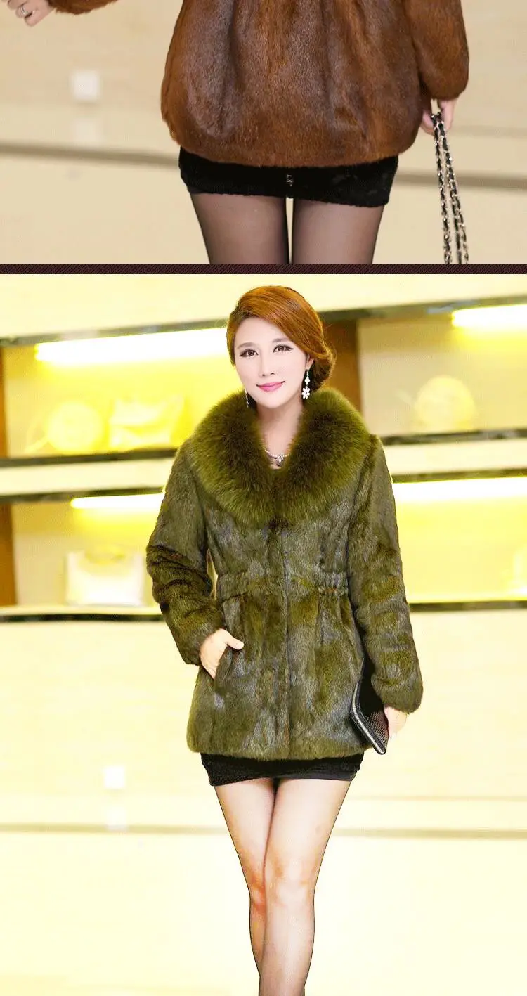Top Quality M-6XL Oversize Jacket Chic and Elegant Women Fuax Fur Coat Very Warm Windproof Faux Mink Fur Mom V-neck Outfit