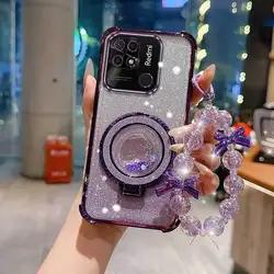3 - Piece Phone Accessory Set: Case, Lanyard & Circular Stand for Redmi 11A (PURPLE)