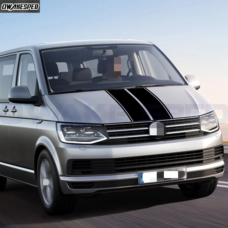 Adesivo Copertura Motore Cofano Auto Per-Volkswagen Caravelle Multivan Transporter California Van T5 T6 Racing Decalcomanie Strisce Sportive