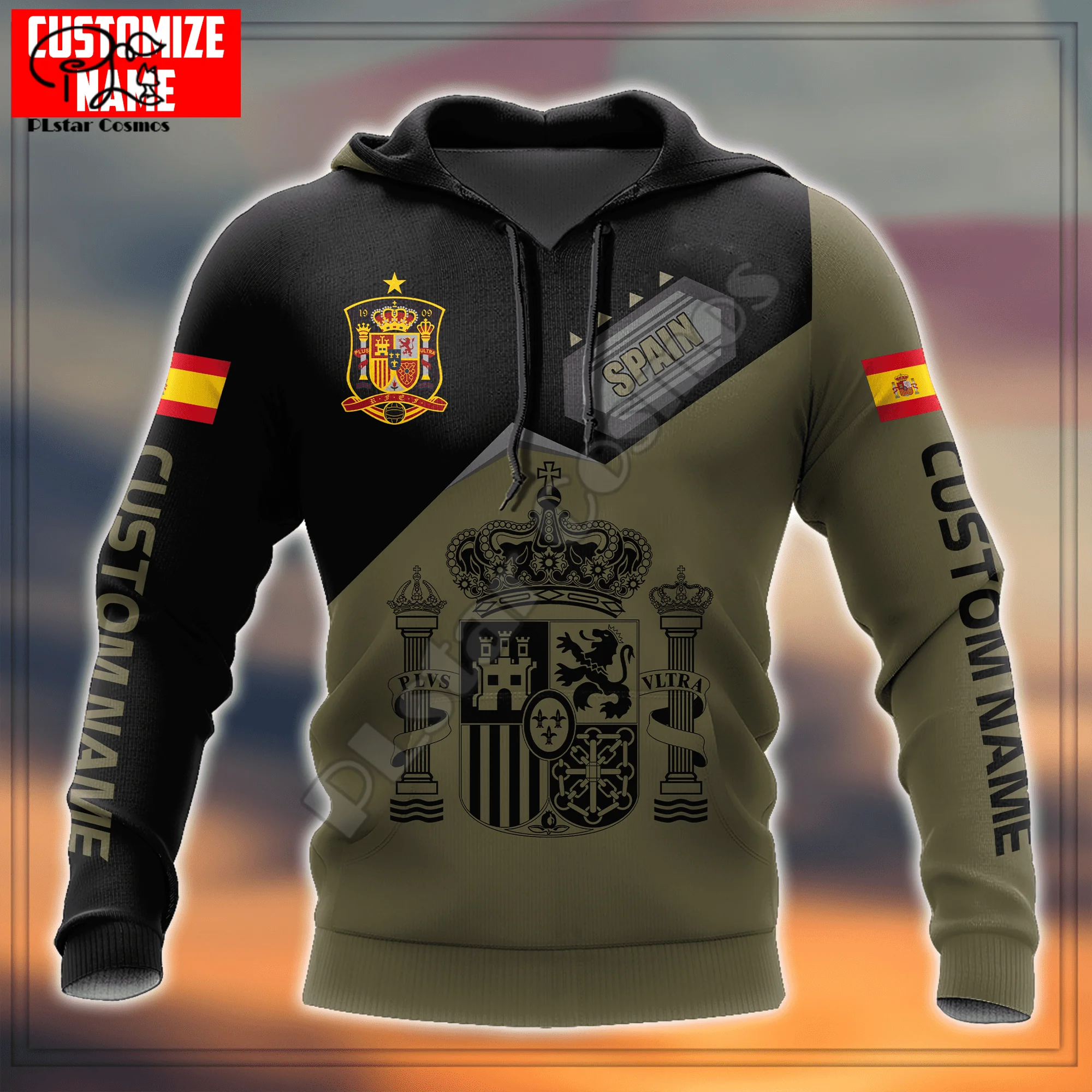 

PLstar Cosmos Spain National Emblem And Flag 3D Printed 2022 Hoodies Sweatshirts Zip Hooded For Men/Women Casual Streetwear S08