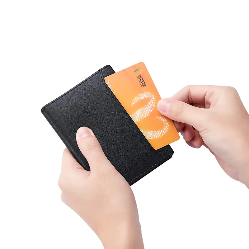 WILLIAMPOLO Leather Wallet Men Anti-magnetization  Ultra-thin Anti-theft Protection ID Card Holder Free Shipping Gift Box