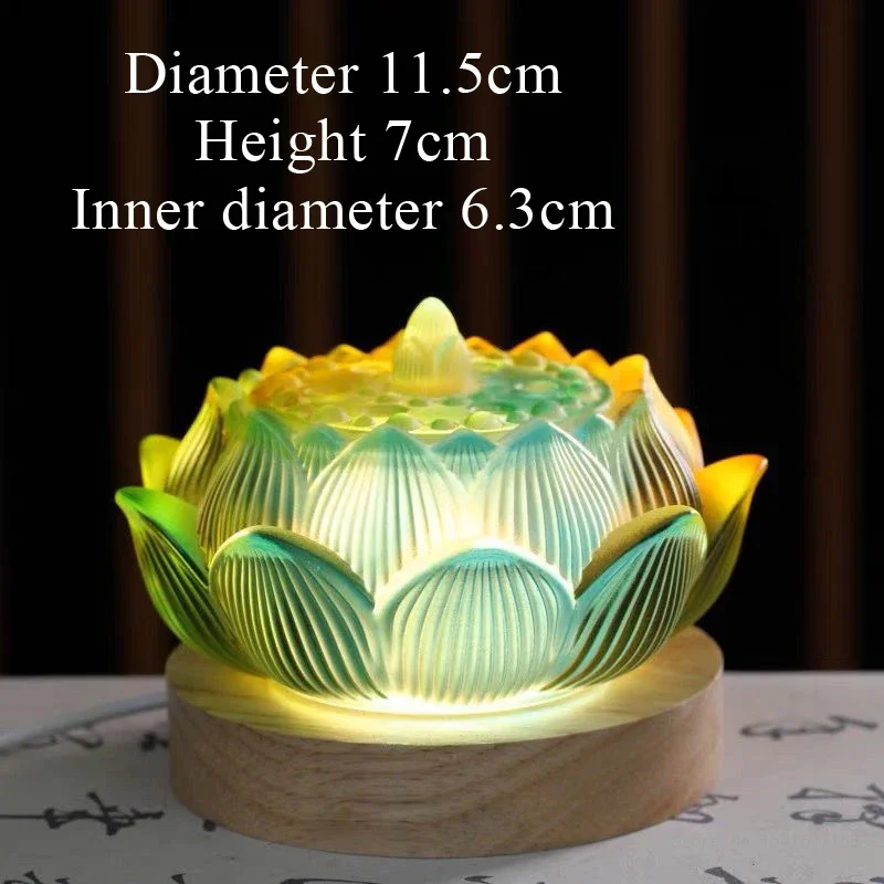 Glazed Lotus Shapeds Incense Burner, Charging Luminous Base, Living Room, Buddhist Hall, Indoor Supplies, Zen Meaning Decor, 1Pc