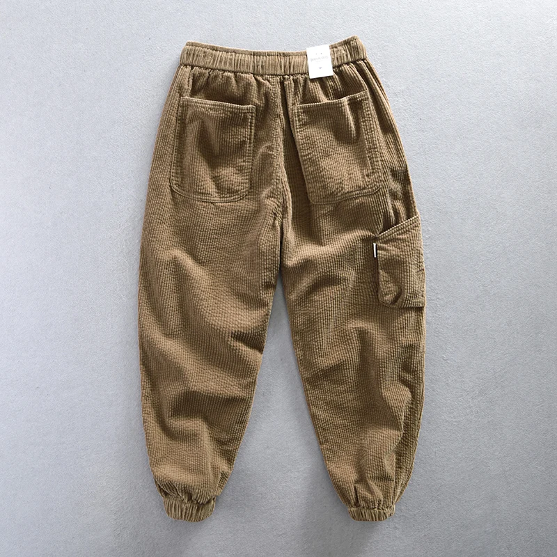 Men Cargo Pants Autumn Retro 100% Cotton Casual Joggers