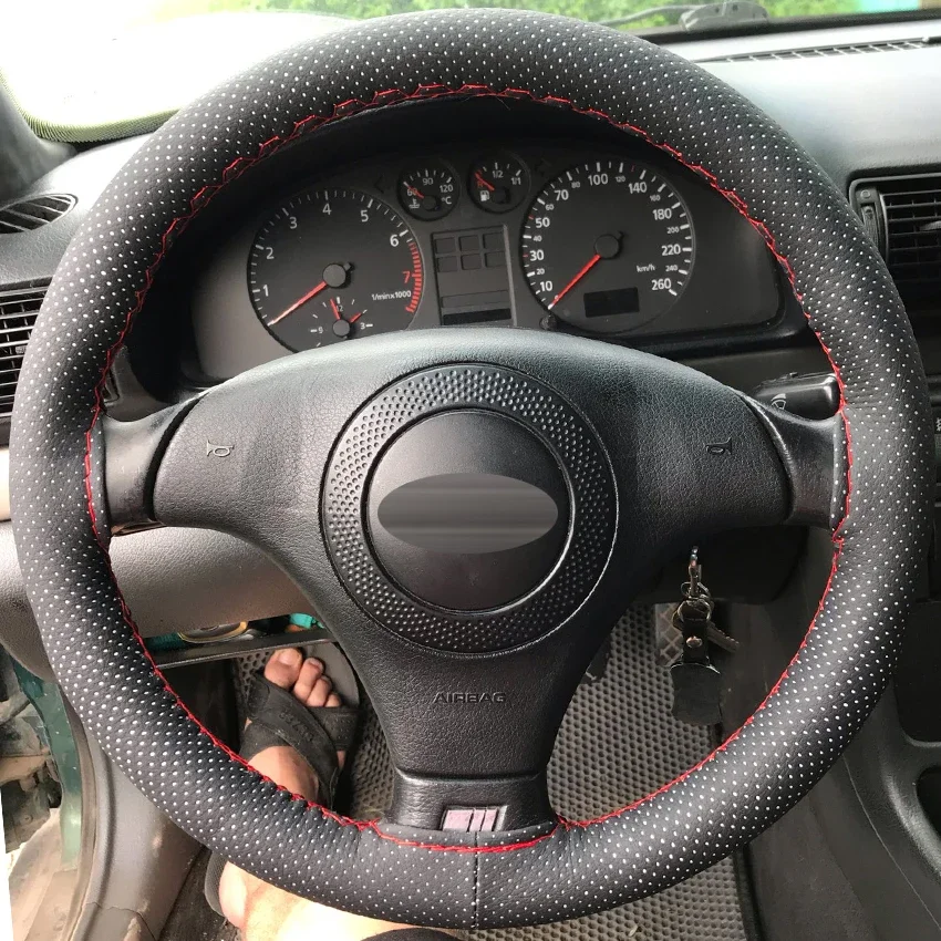 Car Steering Wheel Braid Cover 38cm Texture Soft PU Artificial Leather Car Covers With Needles And Thread Auto Accessories steering wheel cover