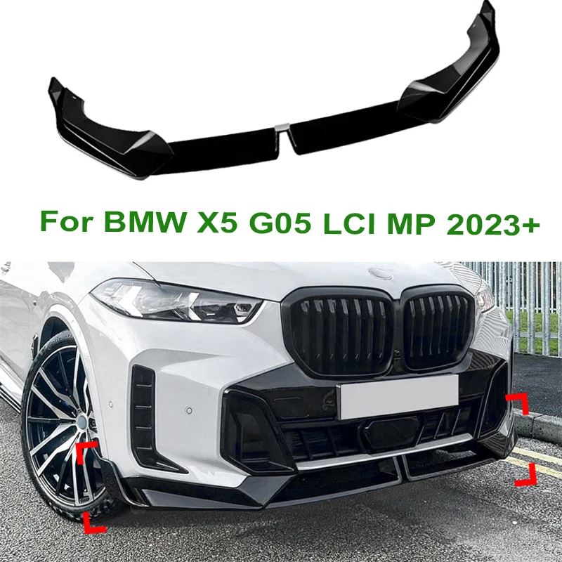 

Glossy Black Car Lower Front Bumper Spoiler Lip Splitter Protector Blade Spoiler Diffuser Deflector For BMW X5 G05 LCI MP 2023+