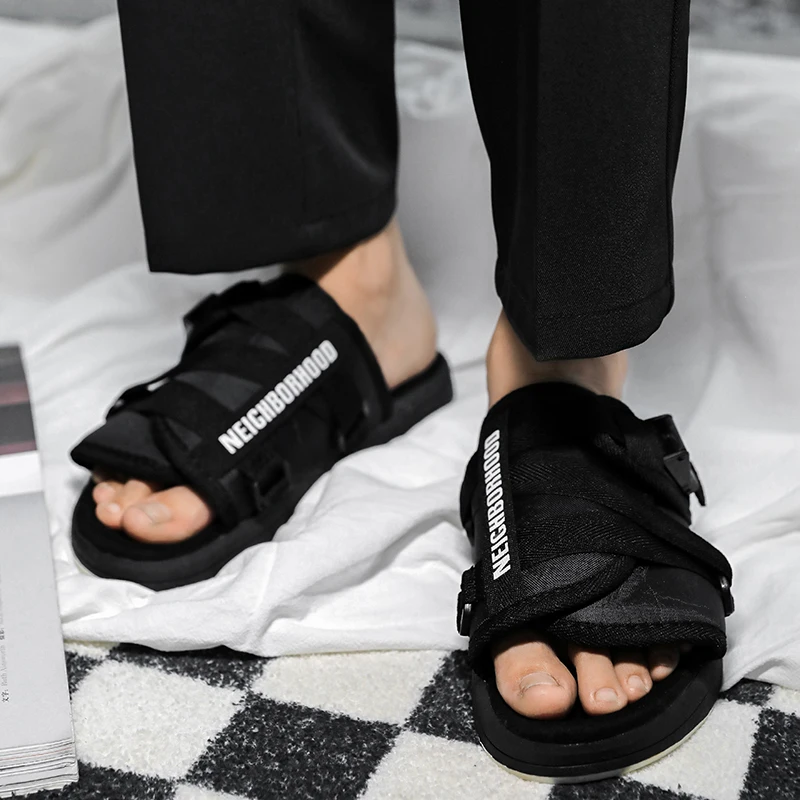 Men's Shoes Summer Men's Canvas Slippers Lovers Outdoor Beach Slippers Casual Sandals Big Size 36-47