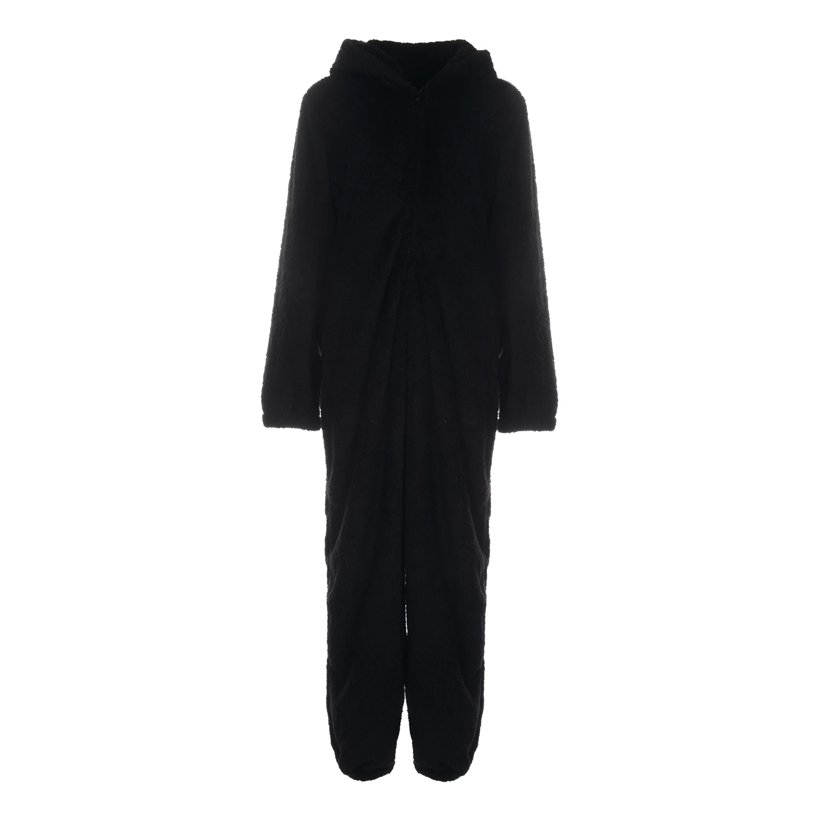 Women s Cozy Fleece Hooded Jumpsuit with Cute Bear Ears Warm Long Sleeve Romper for Fall and Winter Nights
