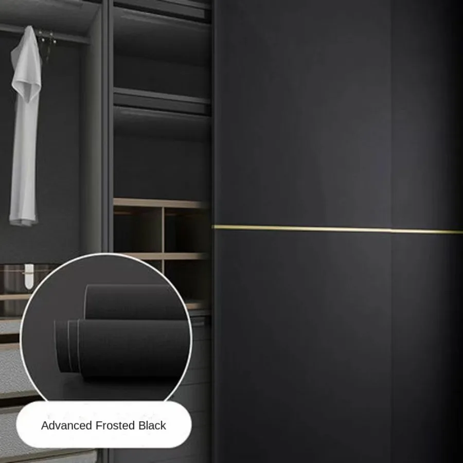 Matte Black Waterproof Thick Vinyl Self Adhesive Wallpaper Muebles Renovation Oil Proof Kitchen Cabinets Armoire PVC Stickers 6