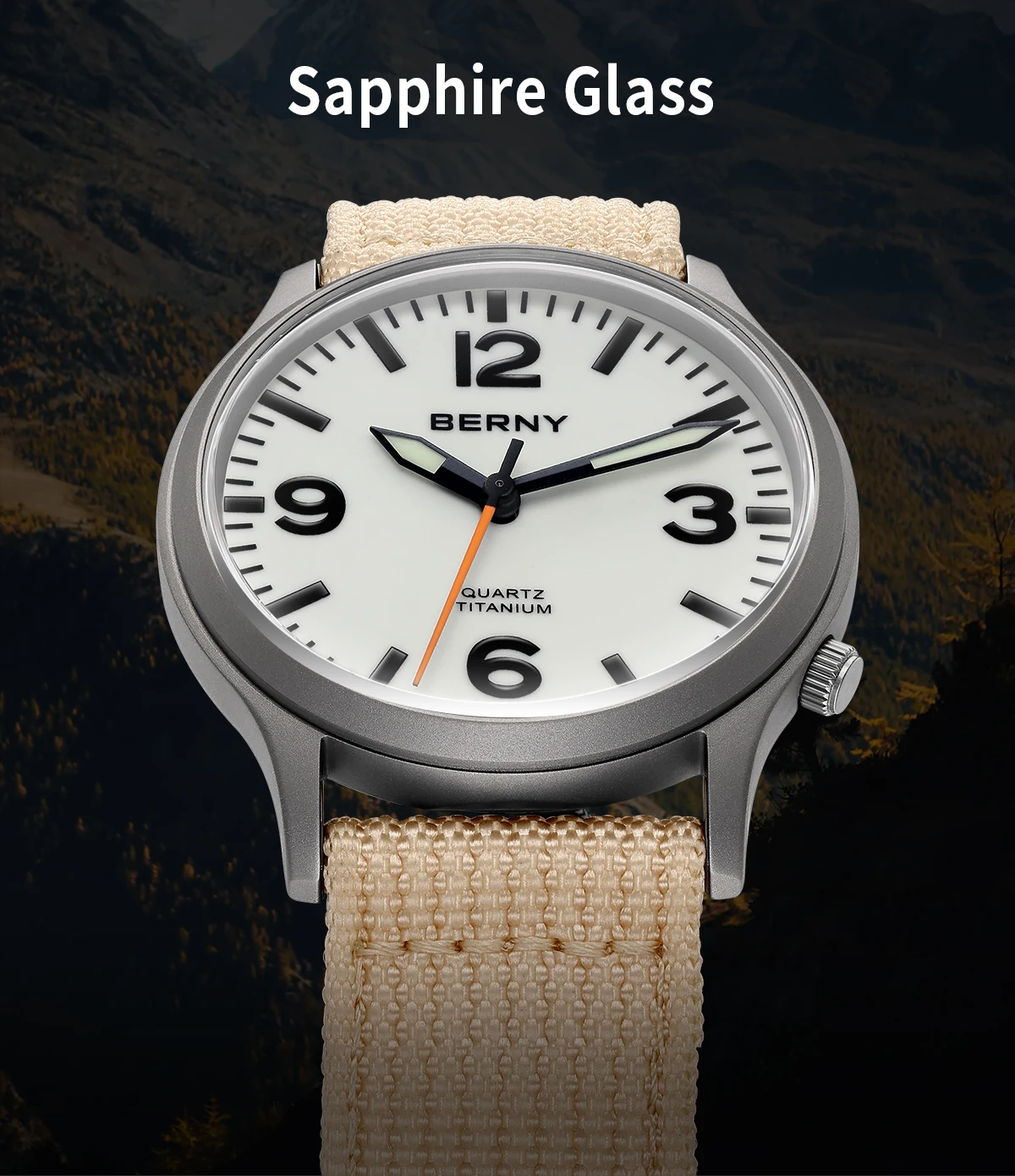 BERNY Titanium Watches for Men Sapphire Field Sports Quartz
