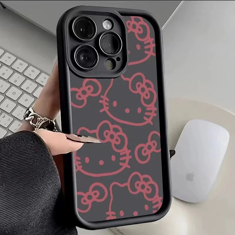 thumbnail image 1 of Sanrio funda de teléfono de Anime para iPhone, 11, 12, 13, 14, 15 Pro Max, X, XS, XR, X, 8, 7 Plus, SE2, funda de silicona, lindo y fresco, Gato de Hello Kitty, 1 of 5
