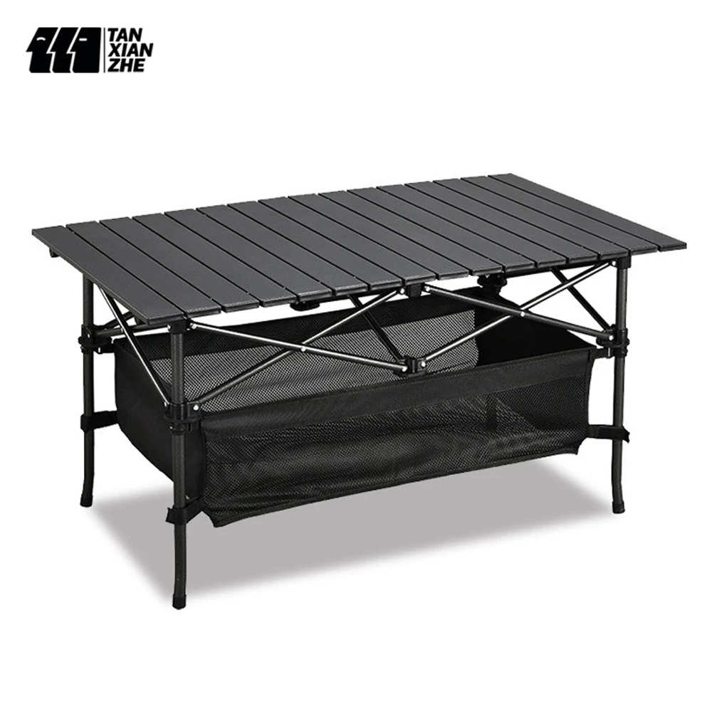 Outdoor Camping Aluminum Alloy Folding Table Multifunctional Portable Barbecue Picnic Table Black Stall Table Durable